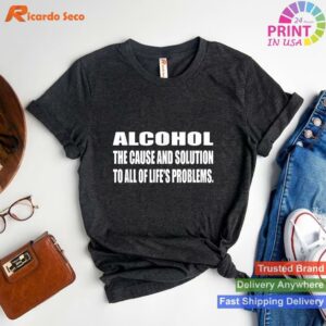 Alcohol Life's Problem Cause & Solution T-shirt Style 1 - T-shirt