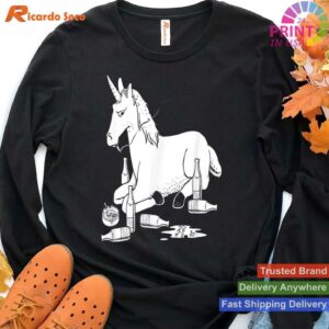 Angry Unicorn Beer Wine Alcohol T-shirt Style 4 - Hoodie