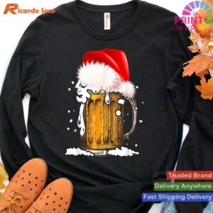 Christmas Drinking Lover Beer Santa Hat T-shirt Style 4 - Hoodie