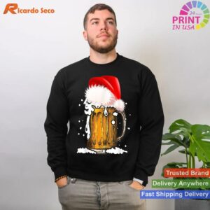 Christmas Drinking Lover Beer Santa Hat T-shirt Style 2 - Sweatshirt