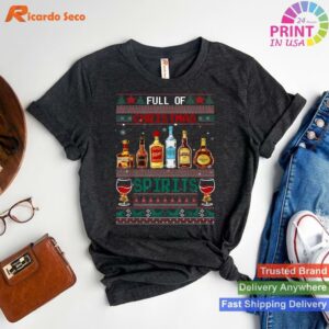 Christmas Spirits Wine Drinking Pajamas T-shirt Style 1 - T-shirt