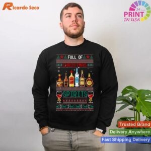 Christmas Spirits Wine Drinking Pajamas T-shirt Style 2 - Sweatshirt