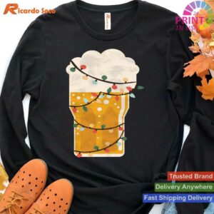 Christmas Tree Lights Beer Drinking T-shirt Style 4 - Hoodie