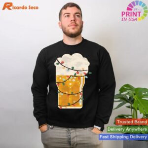 Christmas Tree Lights Beer Drinking T-shirt Style 2 - Sweatshirt