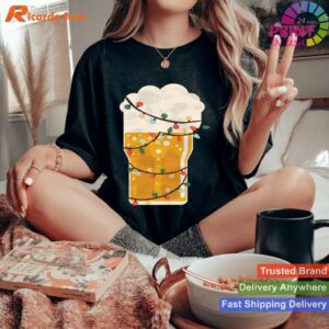 Christmas Tree Lights Beer Drinking T-shirt Style 3 - Women T-shirt