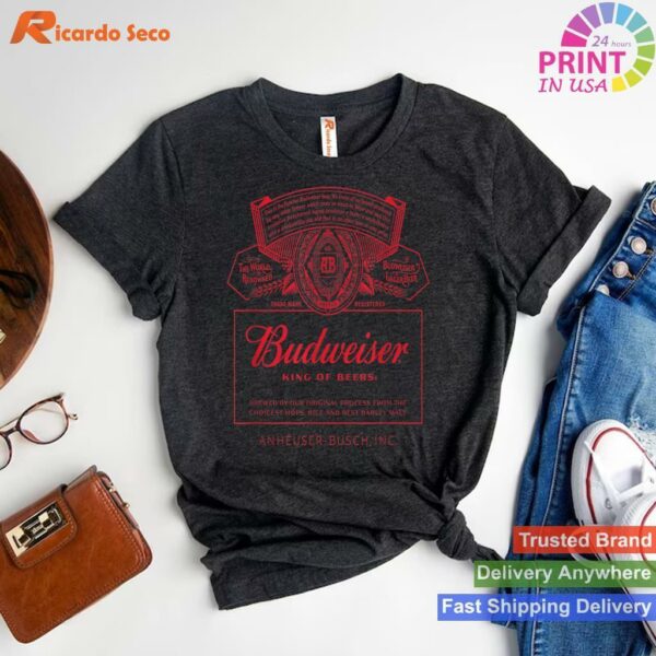 Classic Budweiser Can Label Black T-shirt Style 1 - T-shirt