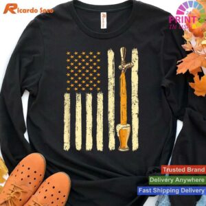 Distressed American Flag Craft Beer Tap T-shirt Style 4 - Hoodie