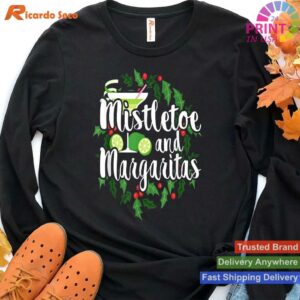 Mistletoe Margaritas Christmas Alcohol Tee T-shirt Style 4 - Hoodie