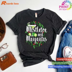 Mistletoe Margaritas Christmas Alcohol Tee T-shirt Style 1 - T-shirt