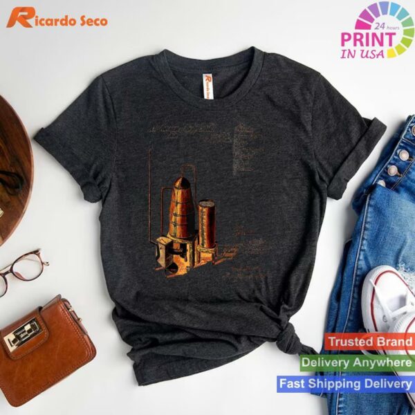 Patent Blueprint Distillery Alcohol Still T-shirt Style 1 - T-shirt