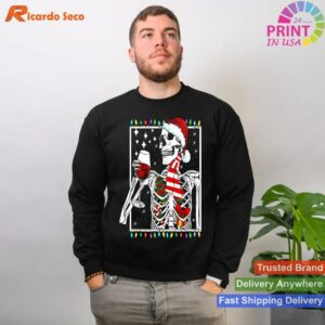 Smiling Skull Drinking Wine Christmas T-shirt Style 2 - Sweatshirt