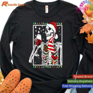 Smiling Skull Drinking Wine Christmas T-shirt Style 4 - Hoodie