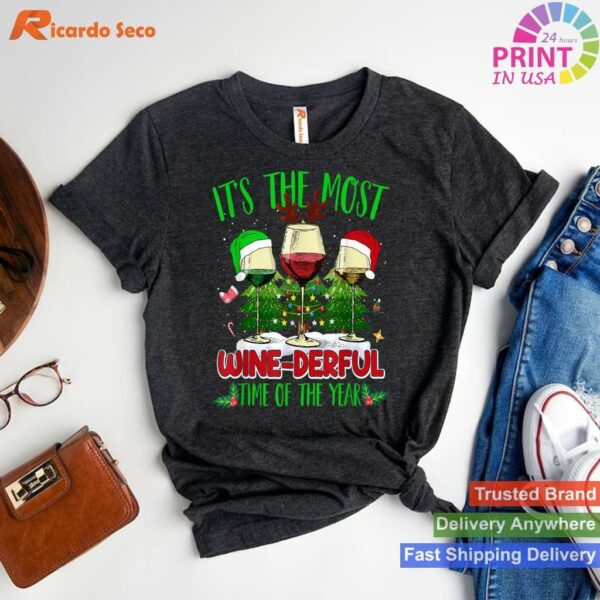 Unisex Christmas Wine Alcohol Pajama T-shirt Style 1 - T-shirt