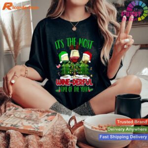 Unisex Christmas Wine Alcohol Pajama T-shirt Style 3 - Women T-shirt